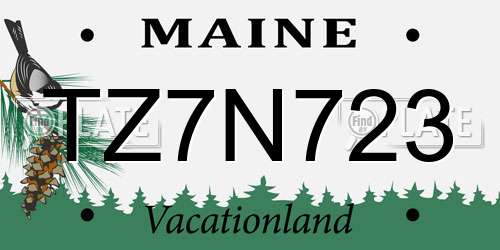 TZ7N723 Maine License Plate