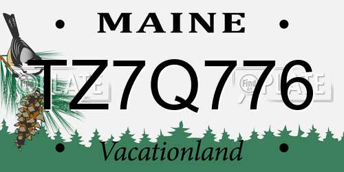 TZ7Q776 Maine License Plate