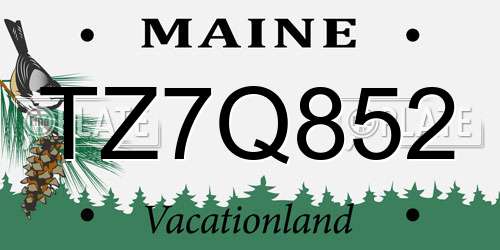 TZ7Q852 Maine License Plate