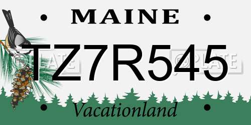 TZ7R545 Maine License Plate