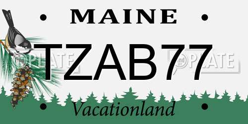 TZAB77 Maine License Plate