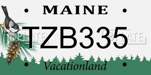 TZB335 Maine License Plate