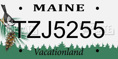 TZJ5255 Maine License Plate