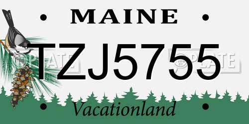 TZJ5755 Maine License Plate