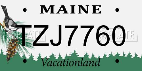TZJ7760 Maine License Plate