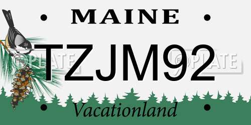 TZJM92 Maine License Plate