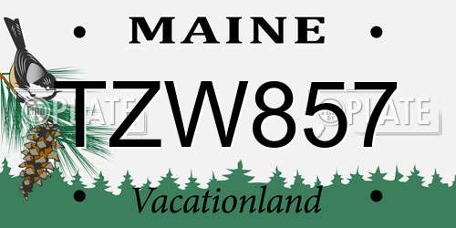 TZW857 Maine License Plate