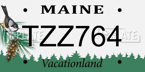 TZZ764 Maine License Plate