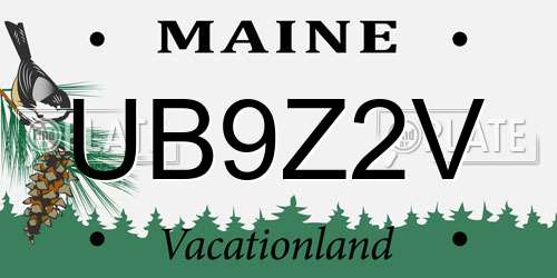 UB9Z2V Maine License Plate