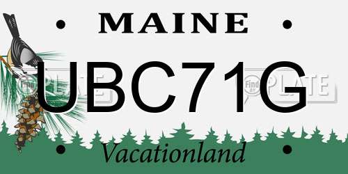 UBC71G Maine License Plate
