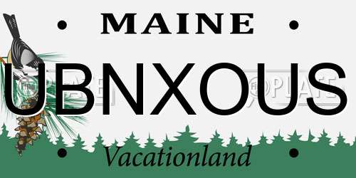 UBNXOUS Maine License Plate