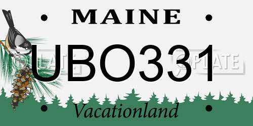 UBO331 Maine License Plate