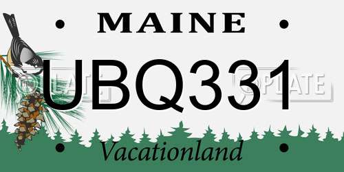 UBQ331 Maine License Plate