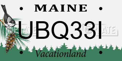 UBQ33I Maine License Plate
