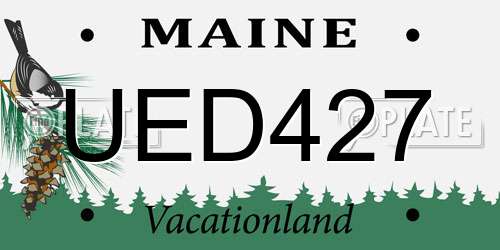 UED427 Maine License Plate