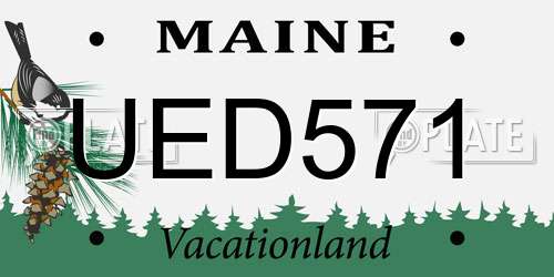 UED571 Maine License Plate
