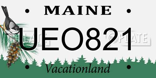 UEO821 Maine License Plate