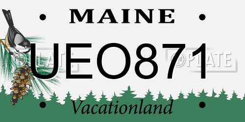 UEO871 Maine License Plate