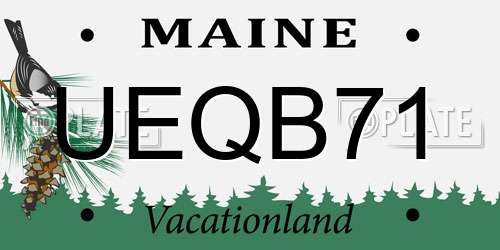 UEQB71 Maine License Plate