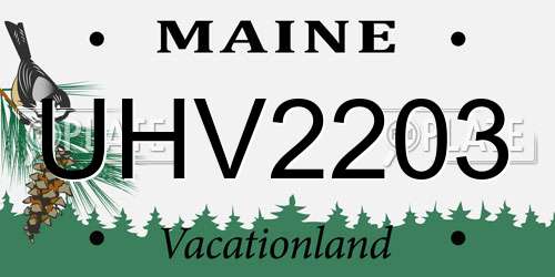 UHV2203 Maine License Plate