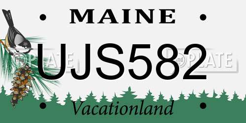 UJS582 Maine License Plate