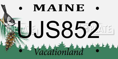 UJS852 Maine License Plate