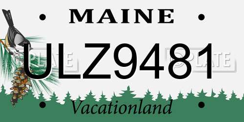 ULZ9481 Maine License Plate