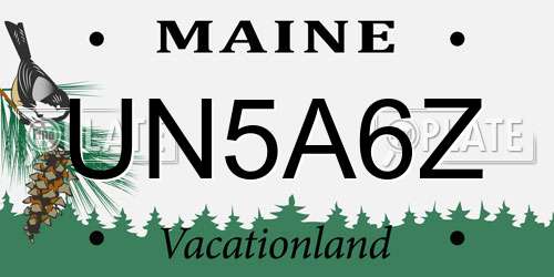 UN5A6Z Maine License Plate