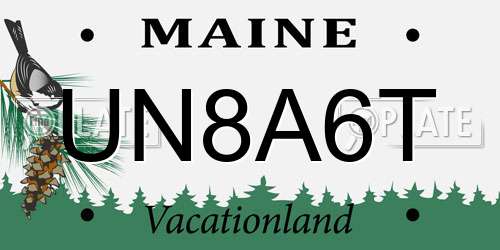 UN8A6T Maine License Plate
