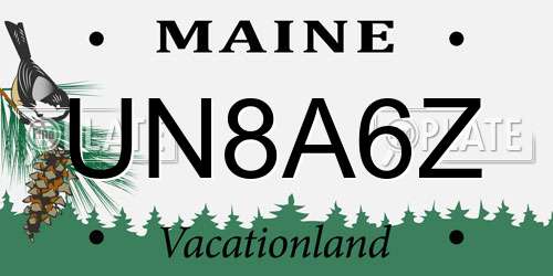 UN8A6Z Maine License Plate