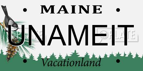 UNAMEIT Maine License Plate
