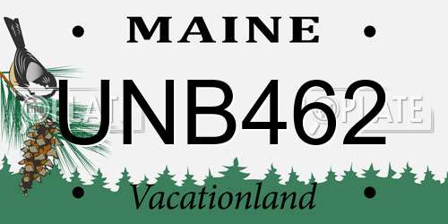 UNB462 Maine License Plate