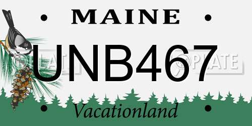 UNB467 Maine License Plate
