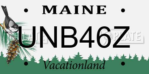 UNB46Z Maine License Plate
