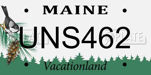 UNS462 Maine License Plate