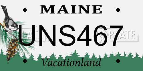 UNS467 Maine License Plate