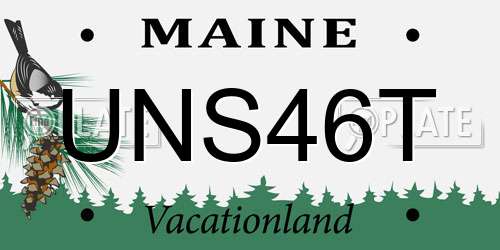 UNS46T Maine License Plate