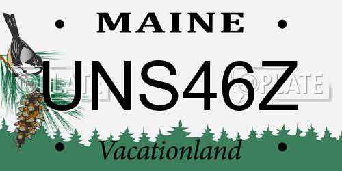UNS46Z Maine License Plate