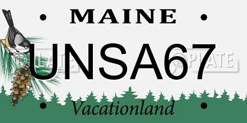 UNSA67 Maine License Plate