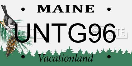 UNTG96 Maine License Plate
