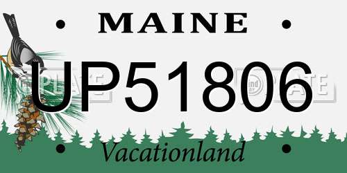UP51806 Maine License Plate