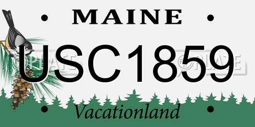 USC1859 Maine License Plate