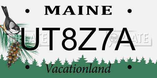 UT8Z7A Maine License Plate