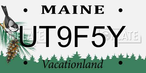 UT9F5Y Maine License Plate