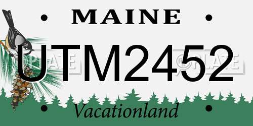 UTM2452 Maine License Plate