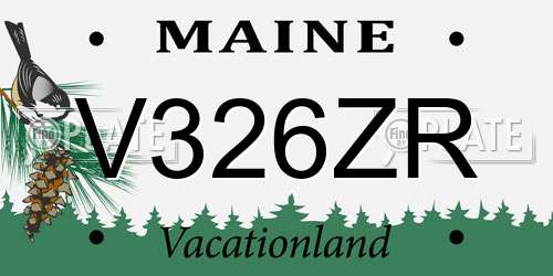 V326ZR Maine License Plate