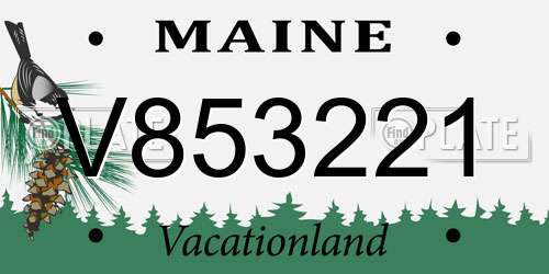 V853221 Maine License Plate