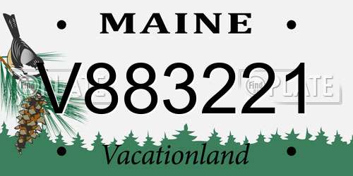 V883221 Maine License Plate
