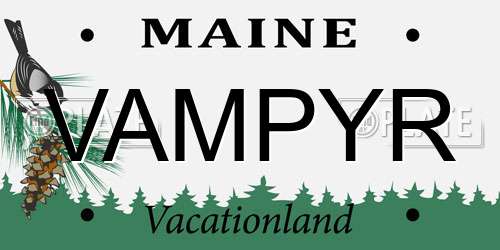 VAMPYR Maine License Plate