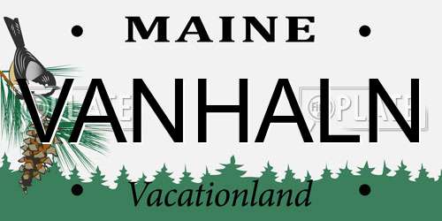 VANHALN Maine License Plate
